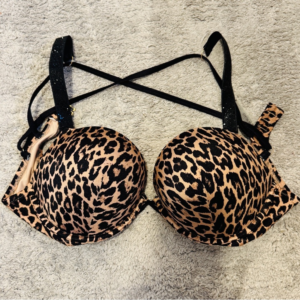Victoria's Secret Leopard Print  “Add Two Cups” Push Up Top size 38C.